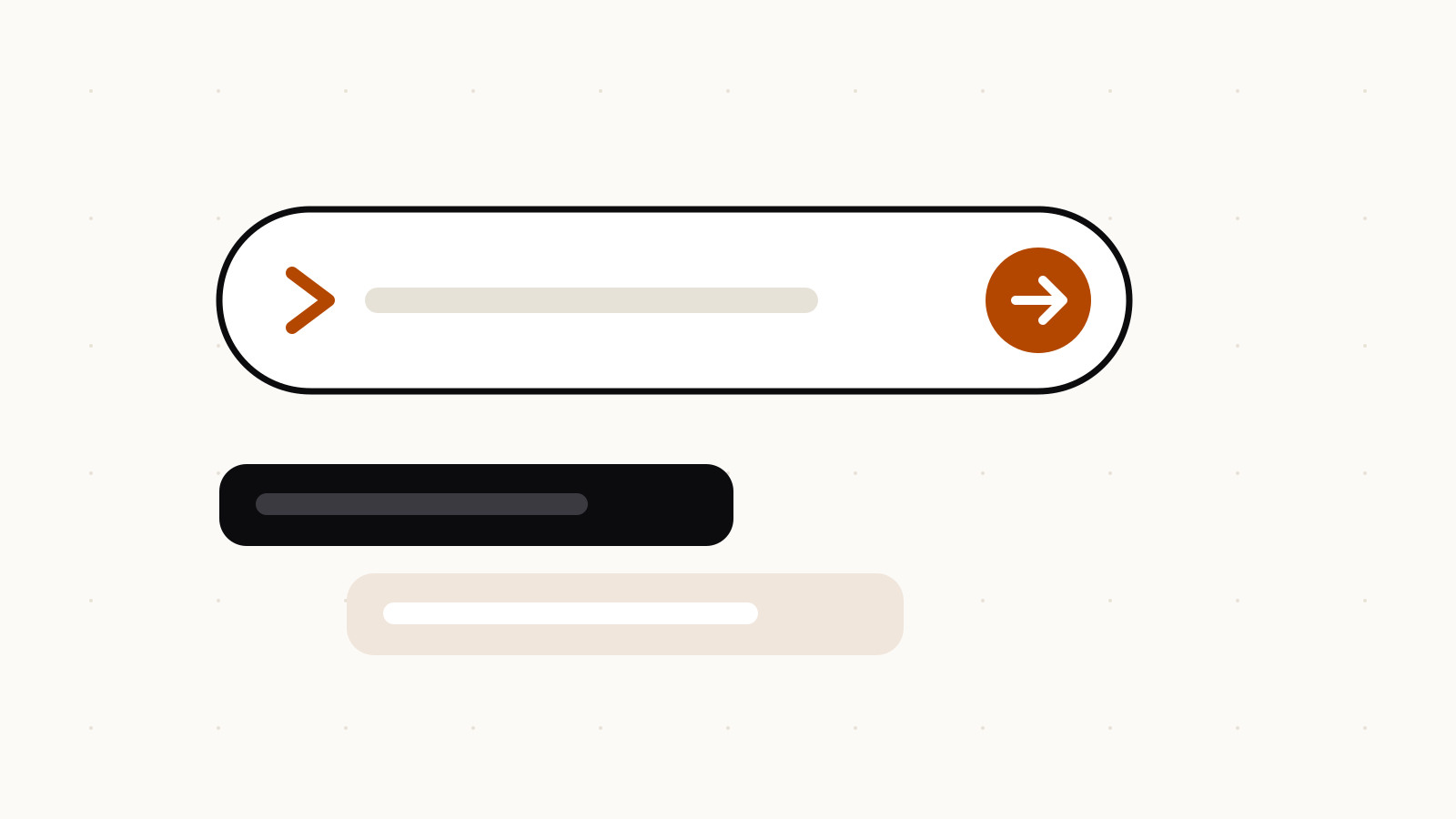 Illustration of a prompt box and send button followed by two answer bubbles