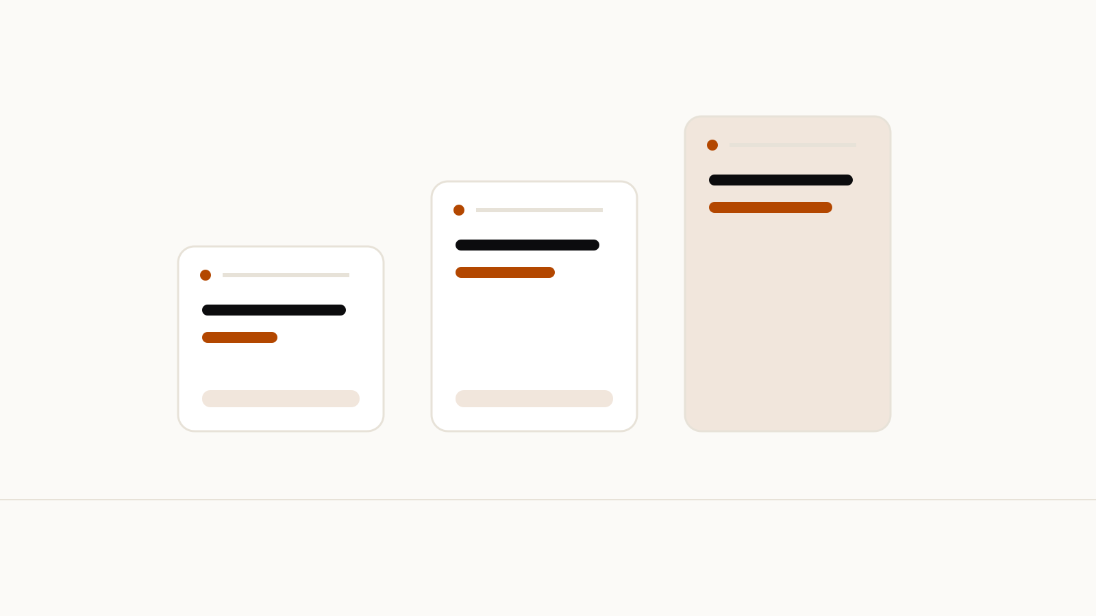 Three chat cards with rising heights and orange usage bars