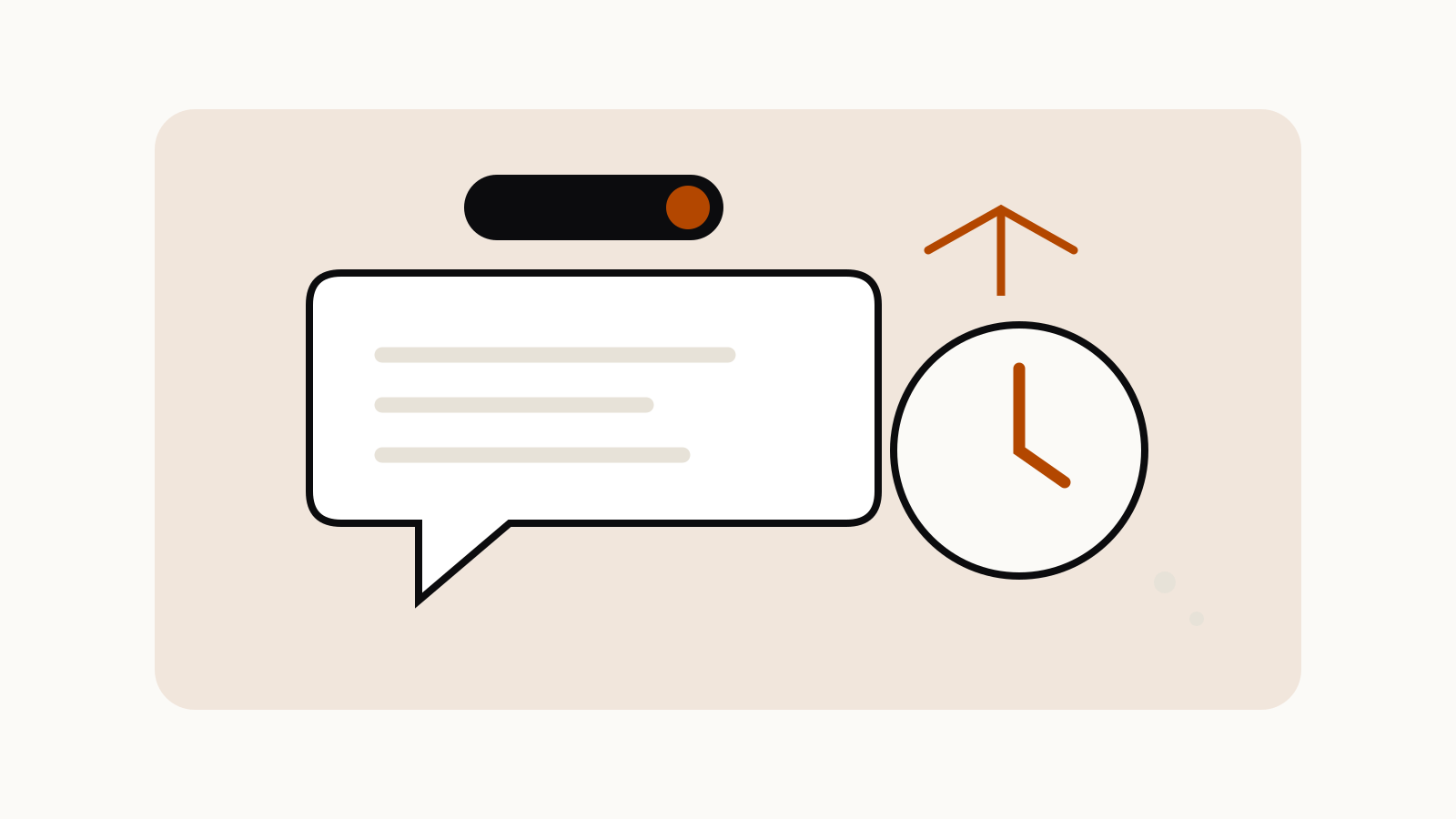 A temporary chat bubble beside a clock and a separate personalization toggle.