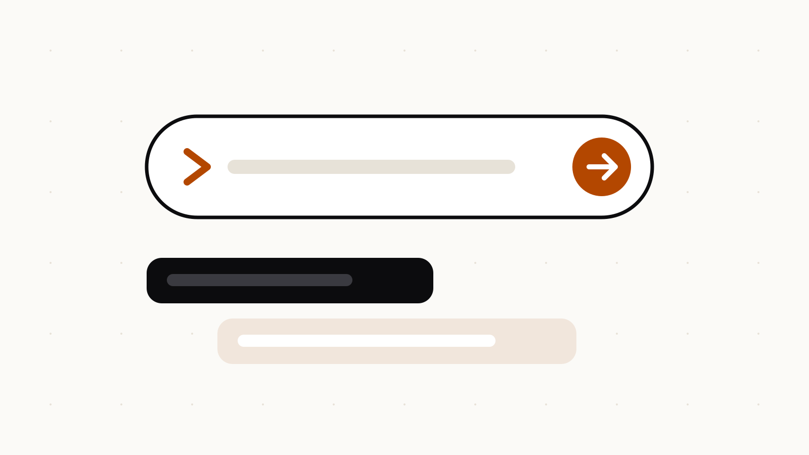 Illustration of a prompt input bar with a send button above two message bubbles